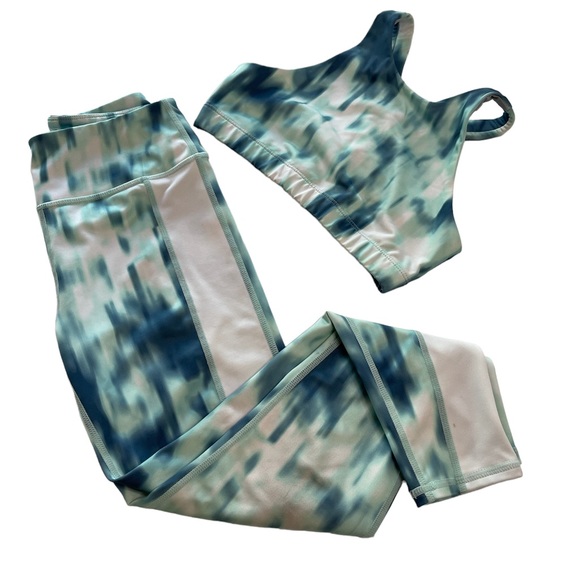 Zella Other - Z by Zella Leggings & Sports Bra Set Green & White Girls Size M (8-10)